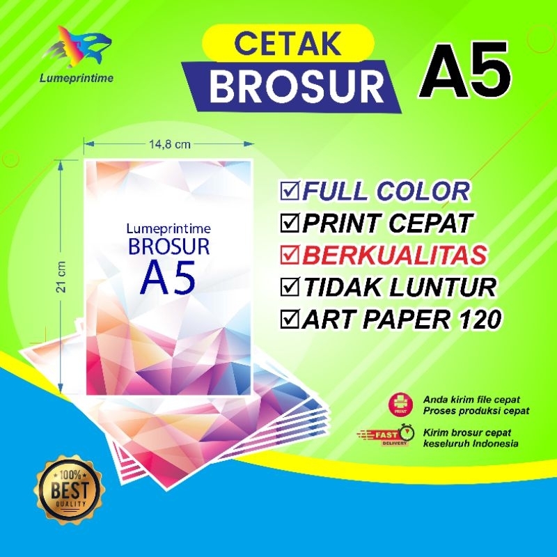 

Cetak Brosur ukuran A5 14.8 cm x 21 cm Art Paper 120 gsm Perlembar | Termurah dan Terbaik
