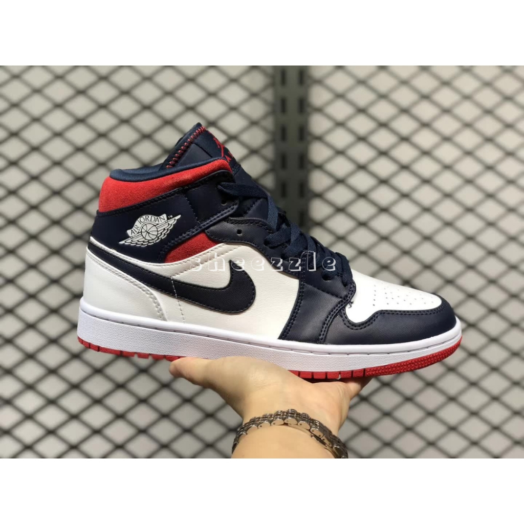 READY STOCK SIZE 41 - Nike Air Jordan 1 Mid SE Olympic USA (Midnight Navy) BNIB ORIGINAL MATERIAL