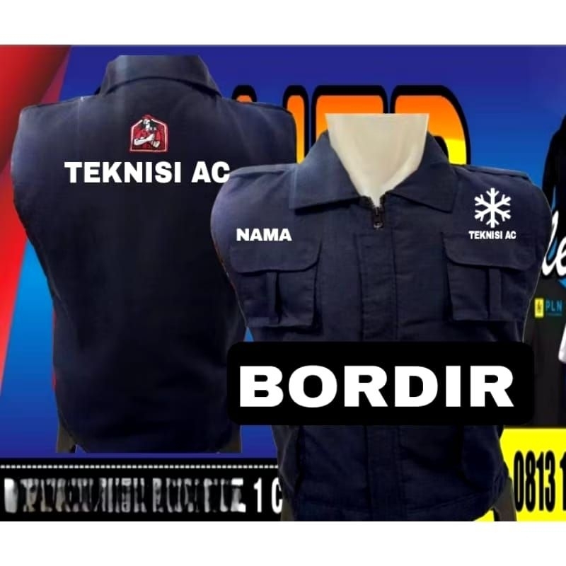 rompi teknisi AC rompi kerja teknisi AC rompi vest teknisi AC rompi kerja teknisi AC rompi seragam t
