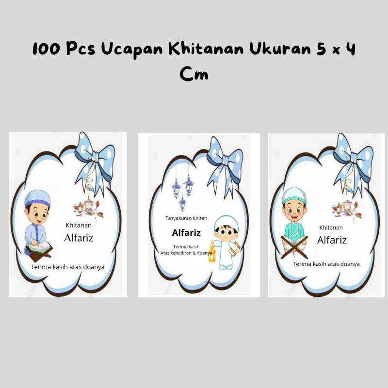(100 pcs) Kartu Ucapan Terima Kasih / Kartu Souvenir Khitanan/ ucapan thank you 5 x 4 Cm