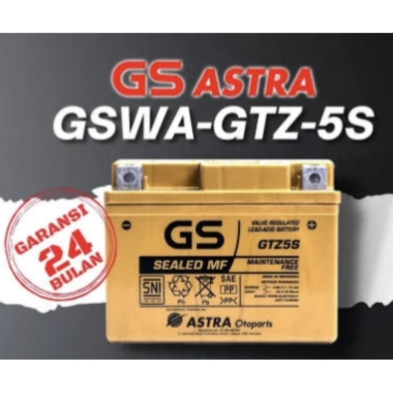 Aki Gs Astra GTZ5S Gold Original Garansi Resmi 2 Tahun Astraotoparts Motor Beat Mio m3 J Soul