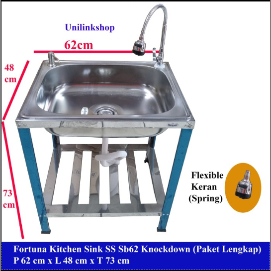 Tempat Cuci Piring Stainless Royal 62x 48cm Stainles Knockdown