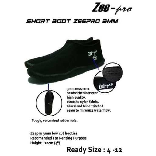 SHORT BOOT BOOTIES ZEEPRO 3mm SEPATU SLIP ON PANTAI KARANG CORAL