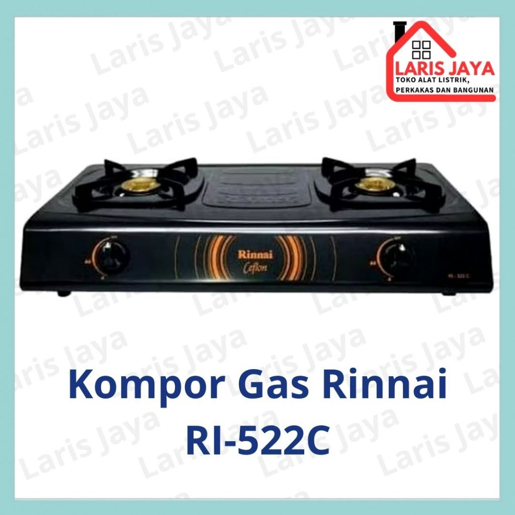 Kompor Gas Rinnai RI-522C / Kompor 2 Tungku Rinnai / Kompor Ceflon RInnai