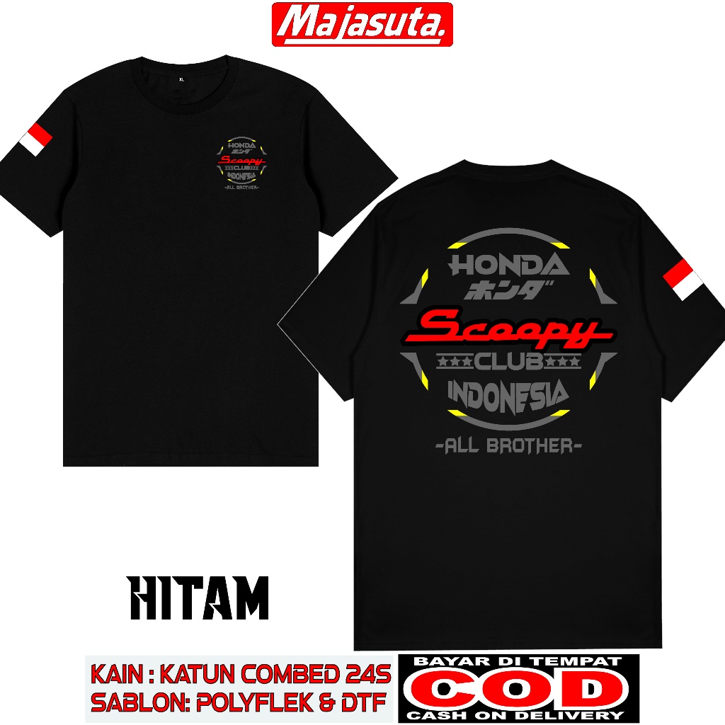 KAOS HONDA SCOOPY 2020 ALL BROTHER M4 KATUN COMBED 24S TEBAL//BISA COD//KAOS KOMUNITAS//KAOS CLUB//K