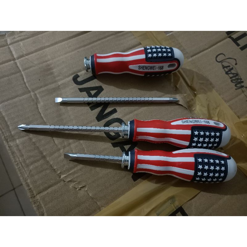 Obeng bolak balik( panjang obeng  bisa diatur)