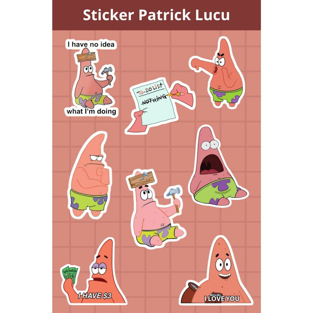 

Sticker Patrick Custom Non Cutting 10x15cm - Sticker Aesthetic Keren untuk HP, Laptop, Helm, Motor dan Barang Kesayangan - Sticker Berkualitas dan Mudah Dipasang