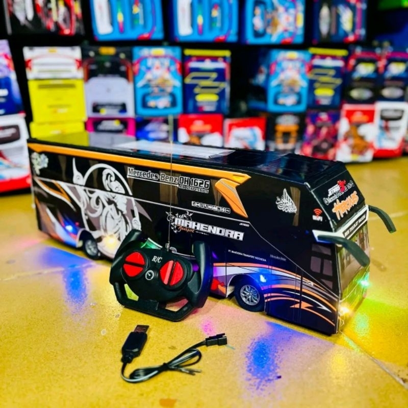 miniatur bus telolet, bus remote control, aksesoris lampu