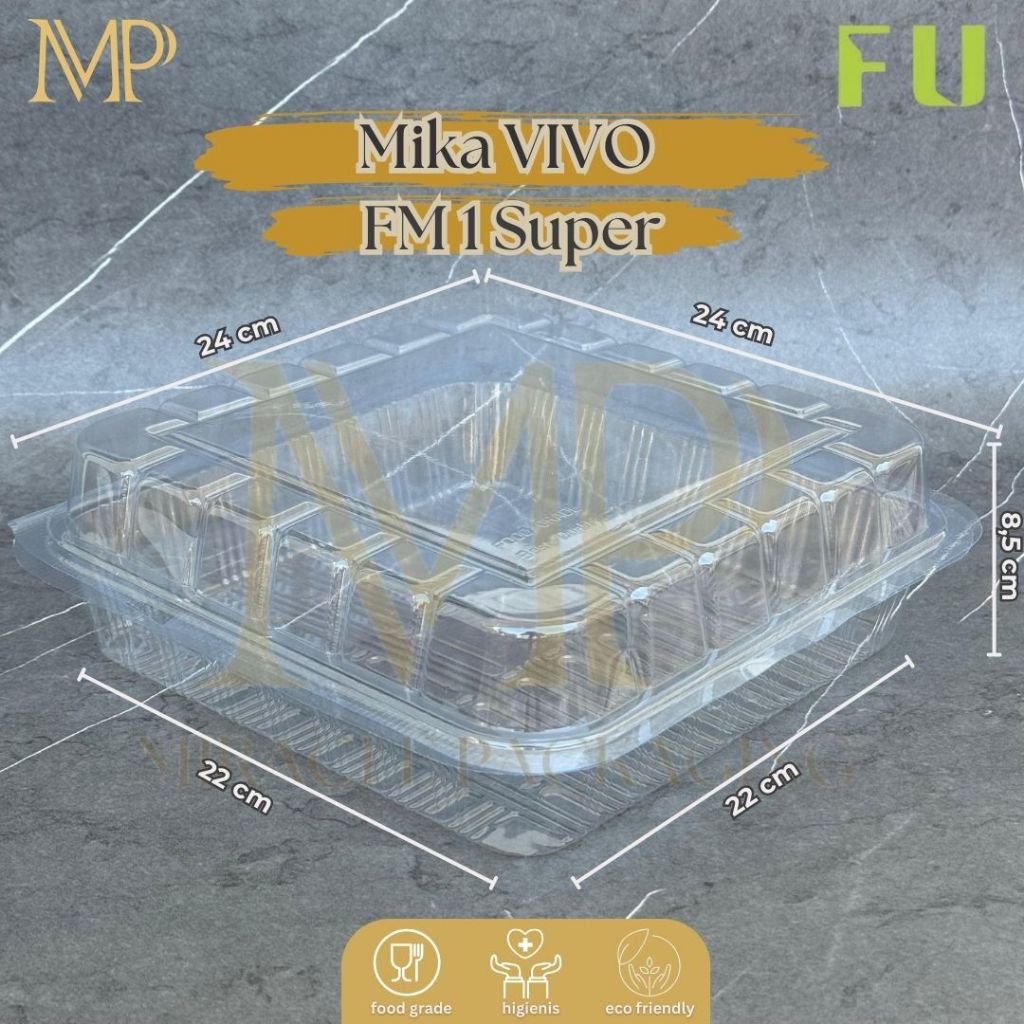 Mika VIVO FM 1 Super / Plastik Mika Kue Jumbo Bening / Mika Bolu Besar / Mika Kotak Besar 50 pcs