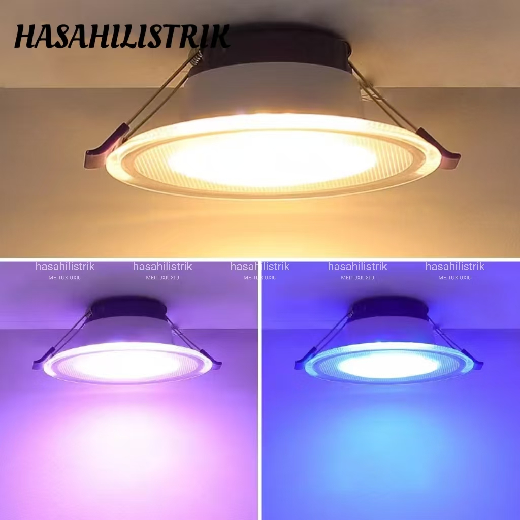 LAMPU DOWNLIGHT LED 3 WARNA 9WATT/ KUNING+ BIRU+ UNGU /PANEL LED/LAMPU PLAFON