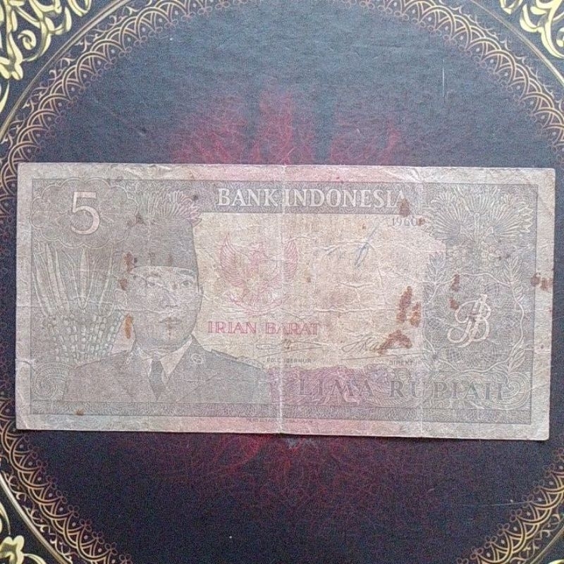 Uang Sukarno Irian Barat 5 rupiah 1960 fine