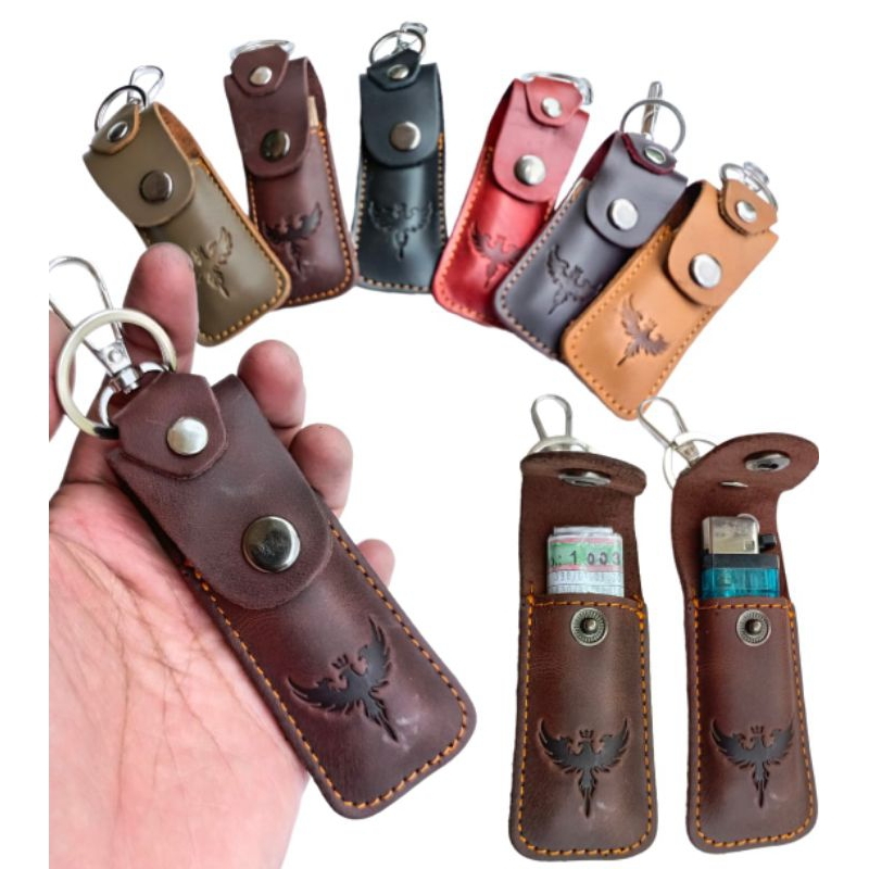 gantungan kunci motor kulit asli minimalis gantungan korek