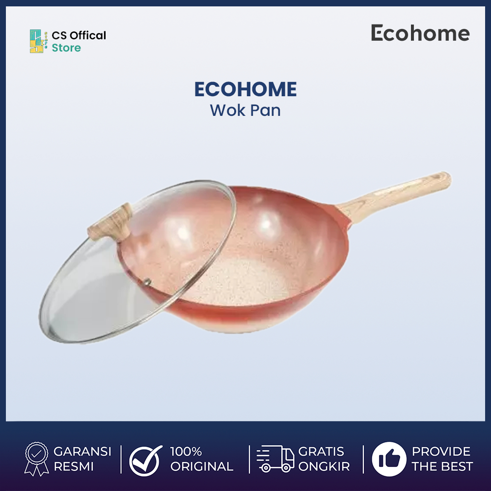 Ecohome Cookware | Wok Pan 30 cm | Ceramic Coating | Anti Lengket | Wok Pan Ecohome 30 cm