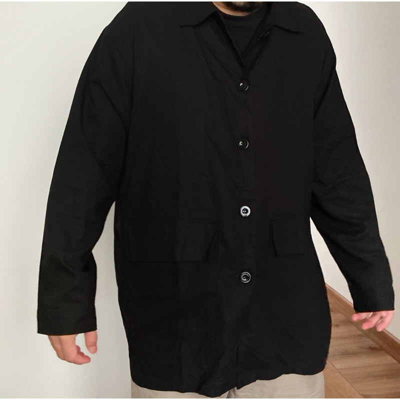 Oemar Outer - Black - Outer Linen warna biru tua - LOOS WEAR - Loos - ALL SIZE