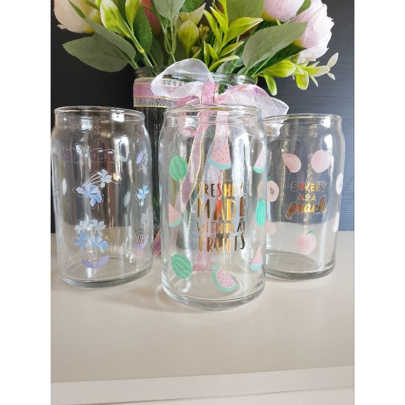 Gelas kaca aesthetic korea | Gelas minum custom 470ml 