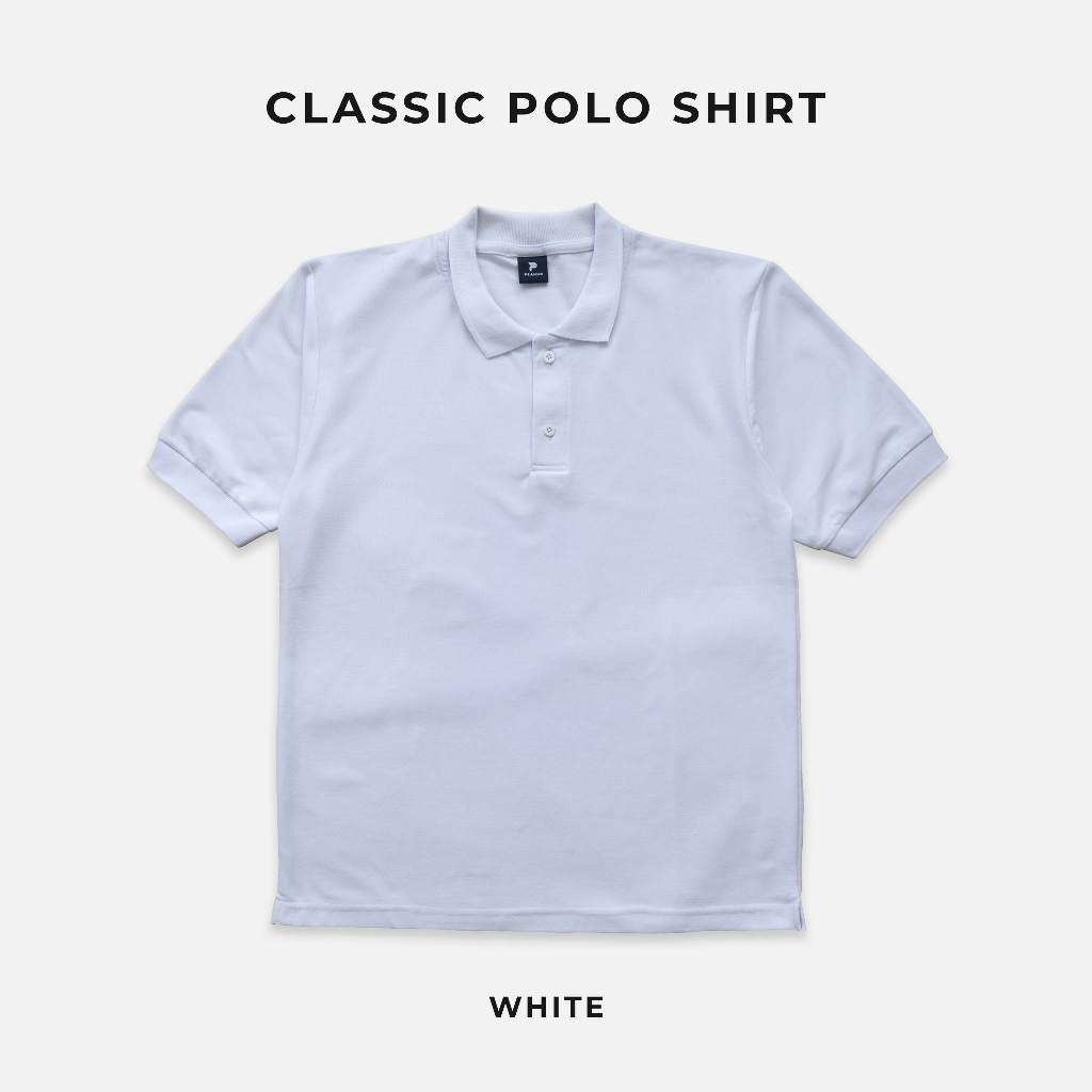 PEANUD Hexa Classic Polo Shirt CVC Pique Hexagon 24s Bluish White