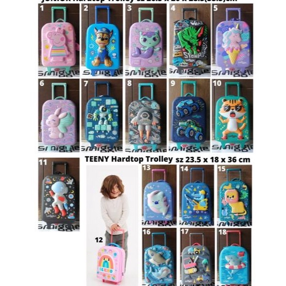 KODE N27S Smiggle Hardtop junior or teeny tiny trolley bag rabbit  dino animalia