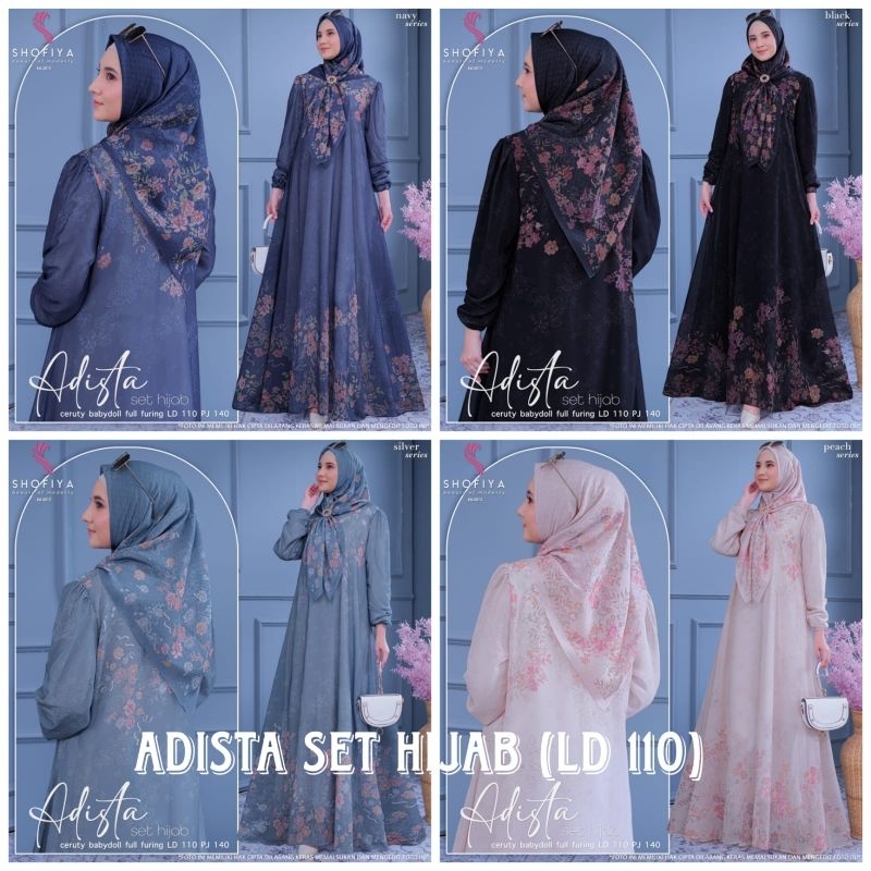 Adista Dress Set Hijab Ceruty Babydoll Full Furing by SHOFIYA