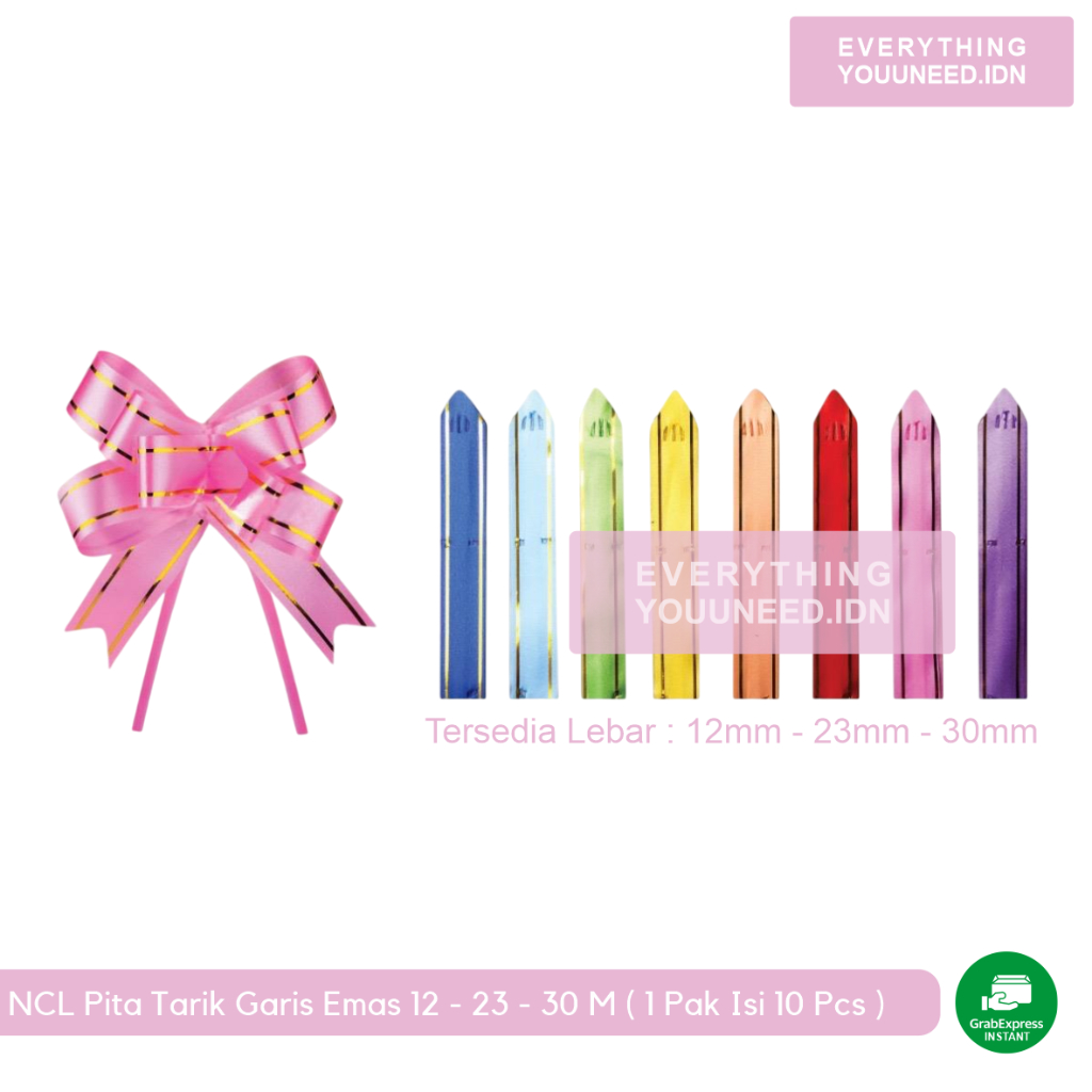 

NCL Pita Tarik Garis Emas 12 - 23 - 30mm ( 1 Pak Isi 10 Pcs )