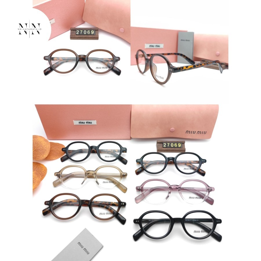 Nnkacamata frame oval plastik pria wanita 27069