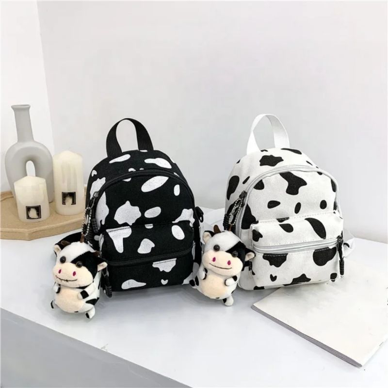 Tas ransel mini motif sapi > tas ransel mini korea aesthetic > tas ransel mini wanita > tas rasel mi