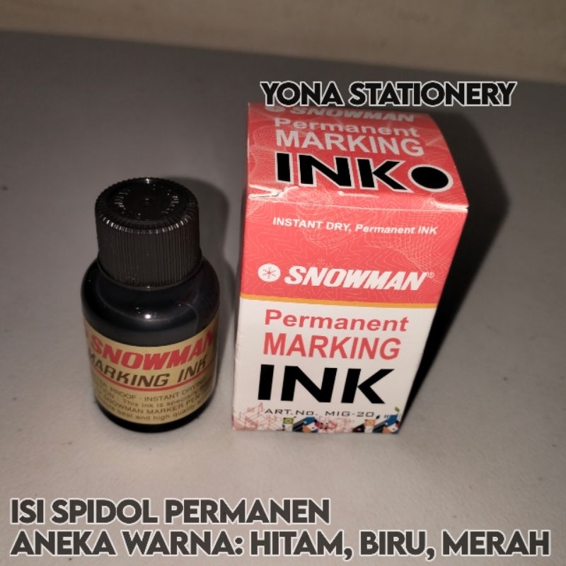 

Refill/Isi Tinta Spidol Permanent Snowman | Aneka Warna: Hitam, Biru, Merah | MIG-20