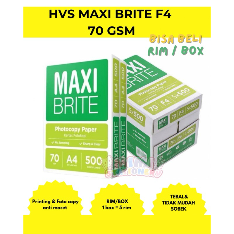 

Kertas HVS Maxi Brite F4 70 gsm (rim/box)