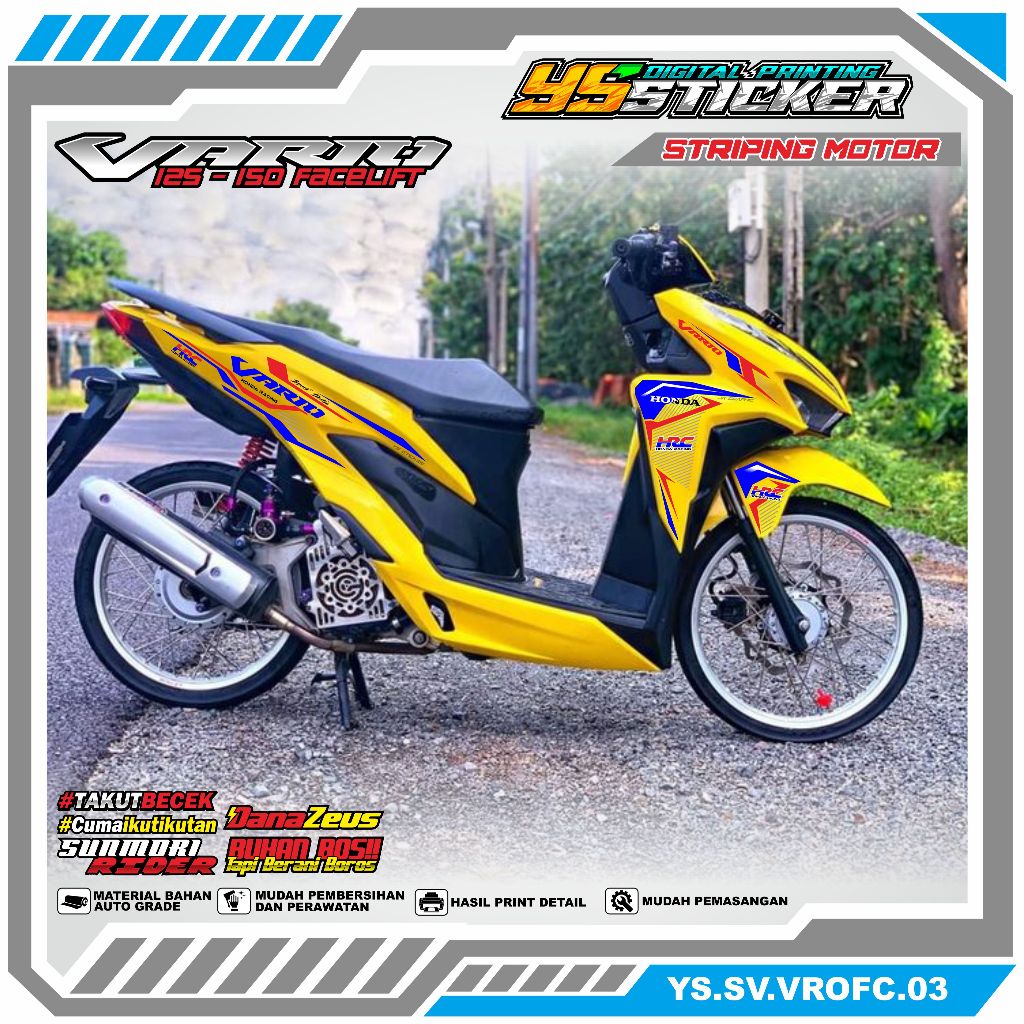 YS-03 Striping HONDA VARIO FACELIFT 125 150 - Striping Modifikasi Motif HRC sticker UV Transparant H