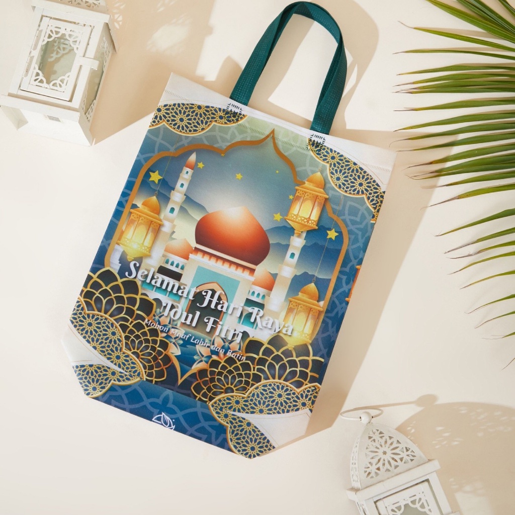 

(LUSINAN) Goodie Bag Lebaran Idul Fitri Full Colour Standing Box Premium Handle Sembako Ramadhan