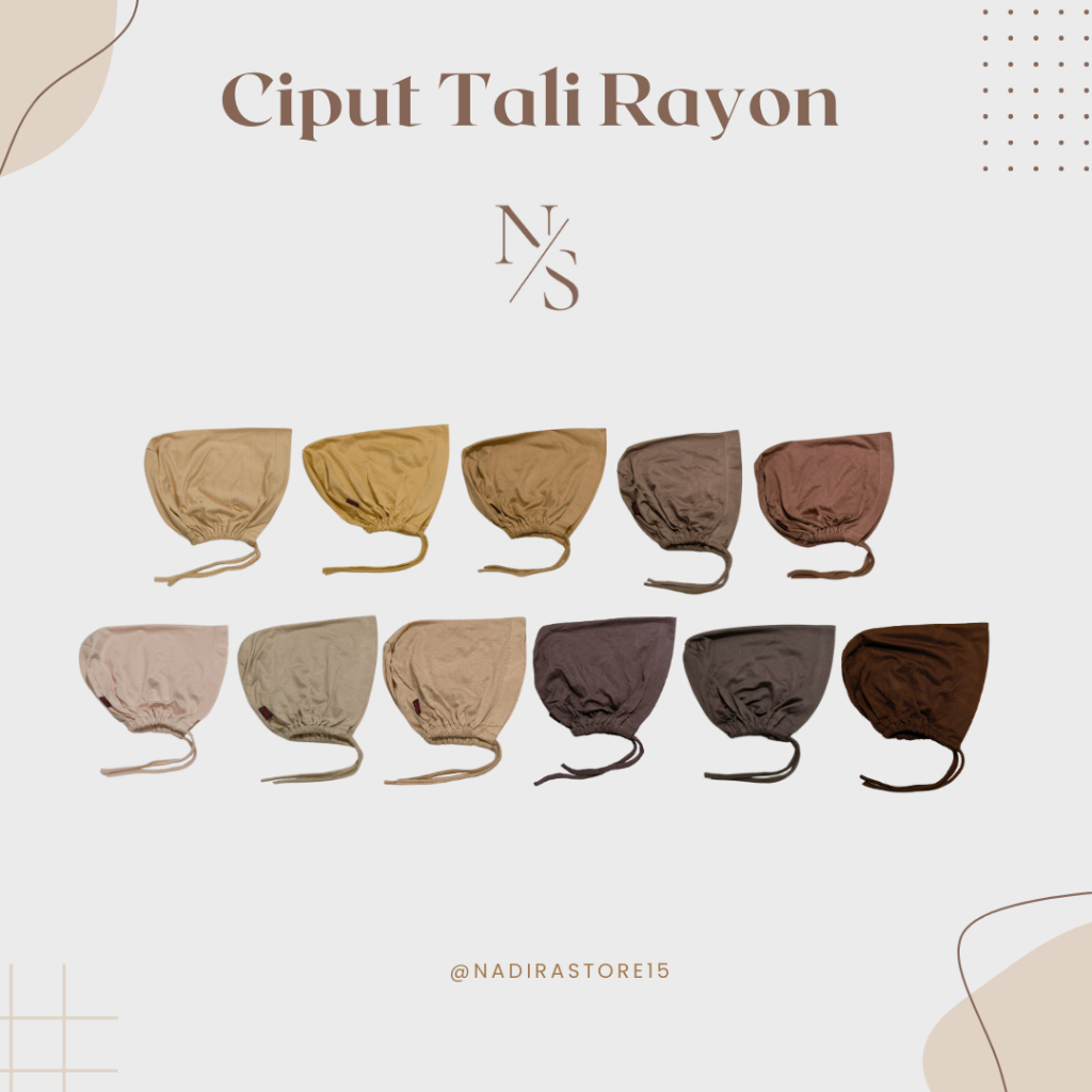Ciput Tali Polos Bahan Spandex Rayon Premium Dalaman Hijab Wanita Dewasa Remaja Anak Hitam Putih Ful
