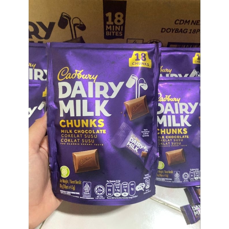 

Cadbury Dairy Milk Cokelat 1 Pouch isi 18 pcs