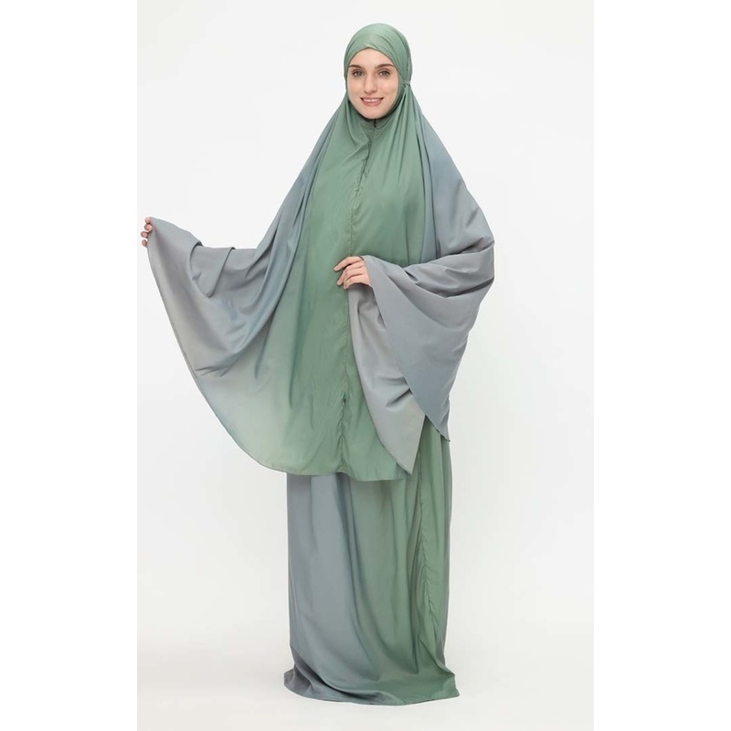 Tatuis - Tiara 573 Mukena Vilona Travel 2in1 Green-Grey / Mukena Travel