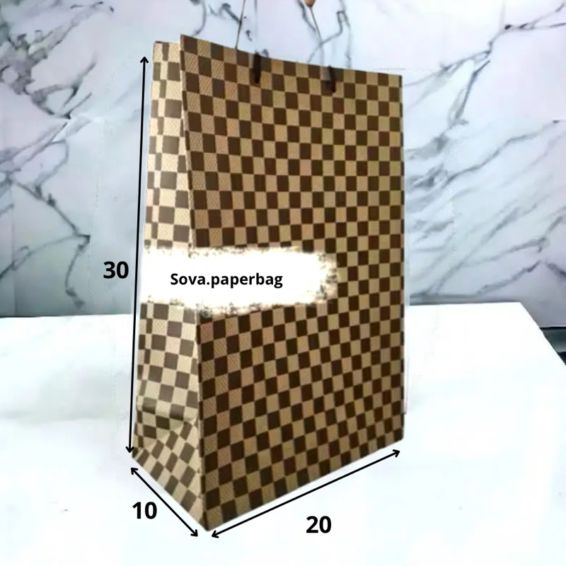 

paperbag motif LV kotak kotak catur coklat premium 20*10*30