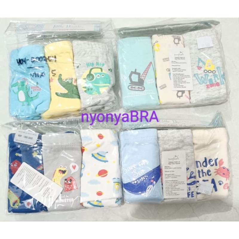 Young hearts by little hearts panty Pack isi 3 pcs anak Cowok S,M,L