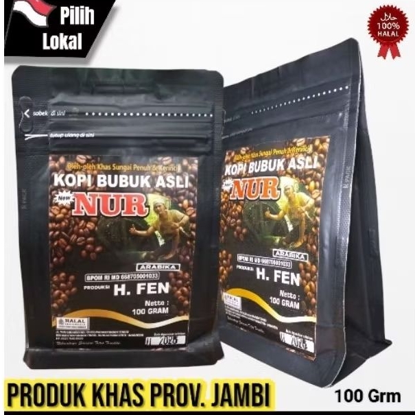 Kopi Nur Bubuk Asli New NUR Khas Kerinci 100grm (Arabika)