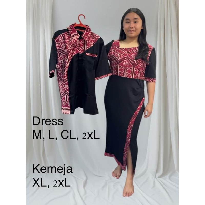 Dress Tenun kombinasi scuba