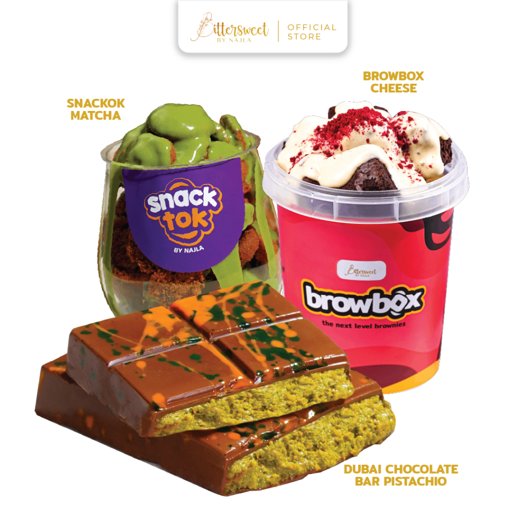 

Dubai Chocolate Bar Pistachio BIG SIZE + Browbox Cheese + Snacktok Matcha