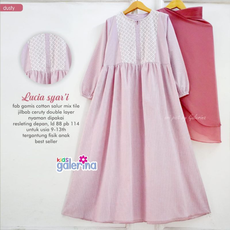 Baju Anak Gamis Anak Gamis Syari Anak LUCIA Set Syari