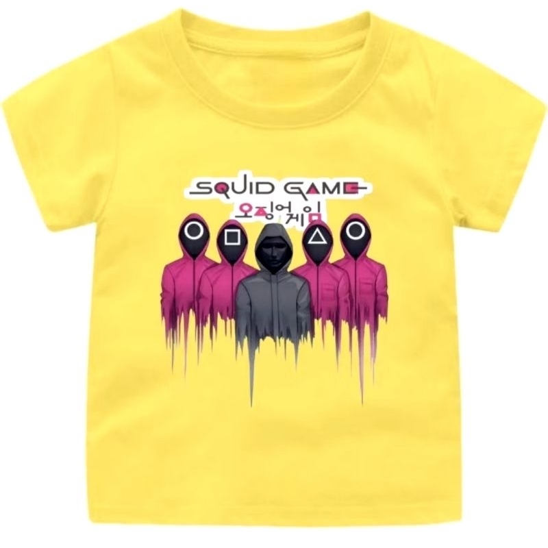 Baju Kaos Anak Unisex Squid game terbaru lengan pendek katun sablon