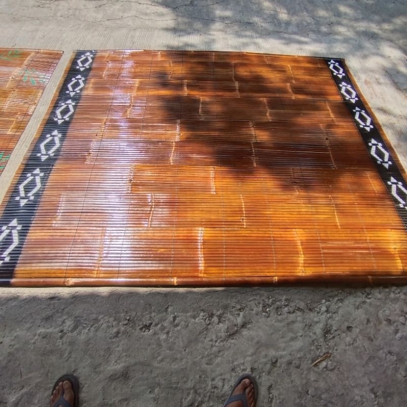 Tirai bambu motif Bali paket 3 lembar lengkap  katrol gulung