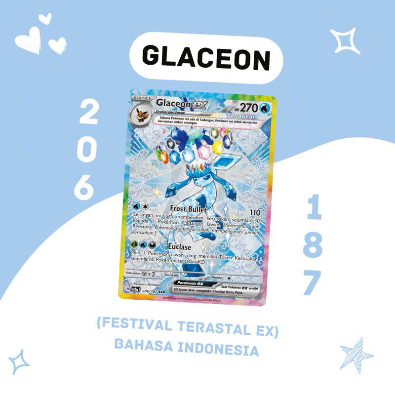 Glaceon EX SAR SV8A 206/187 Pokemon TCG Indonesia