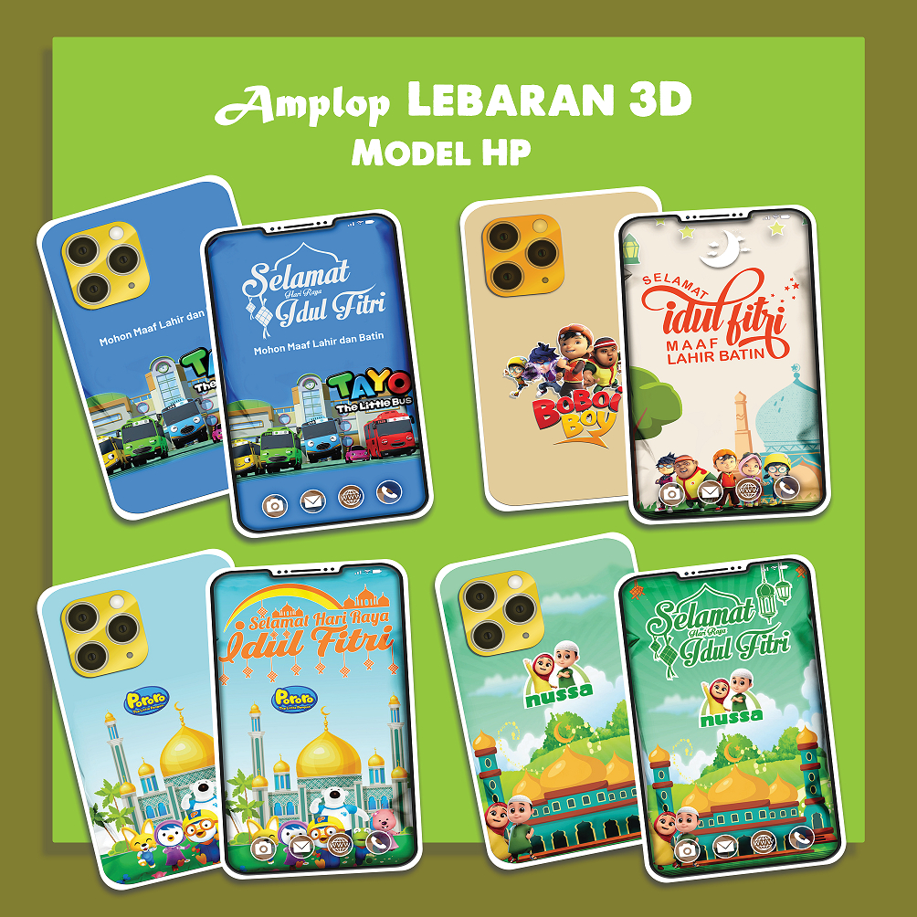 

NEW COLLECTION Amplop 3D Model HP (ISI 5 PCS), Amplop Lebaran Viral Termurah, AMPLOP LEBARAN SERIES IPHONE