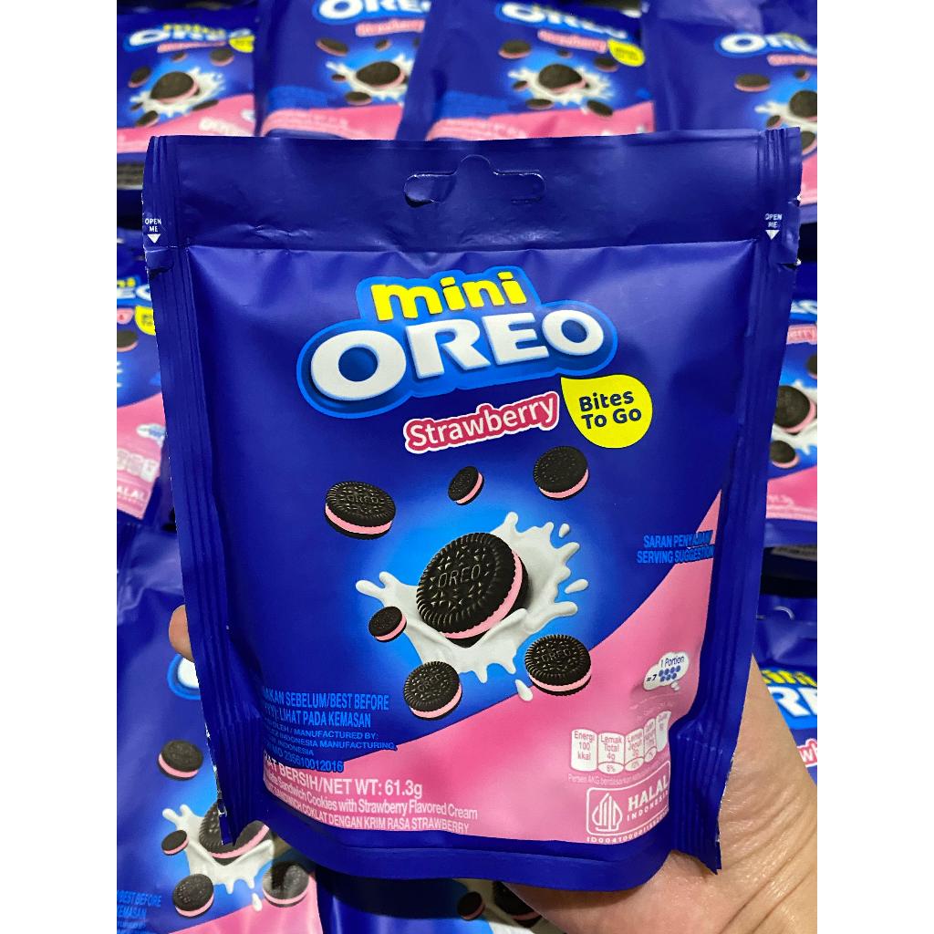 

Mini Oreo Biskuit Rasa Strawberry Pouch Pcs 61.3 Gram