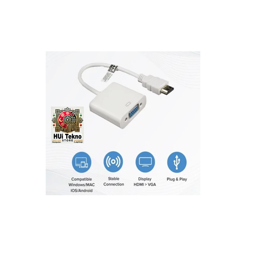 Converter Cable HDMI to port VGA / SAMBUNGAN HDMI TO VGA / CONNECTOR HDMI TO VGA