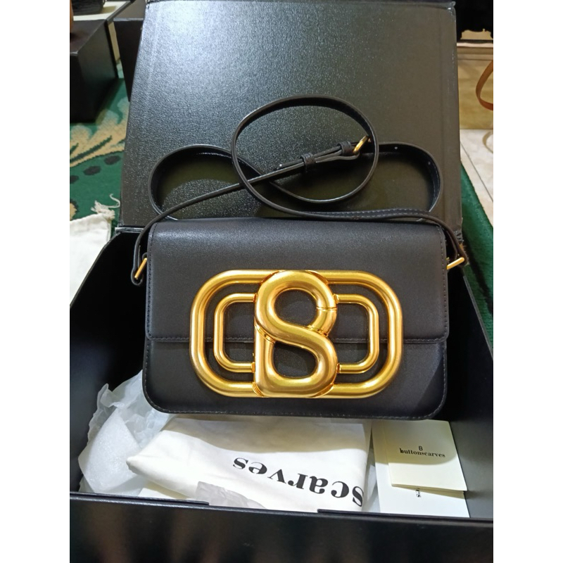Briana Leather Bag Buttonscarves Black PRELOVED