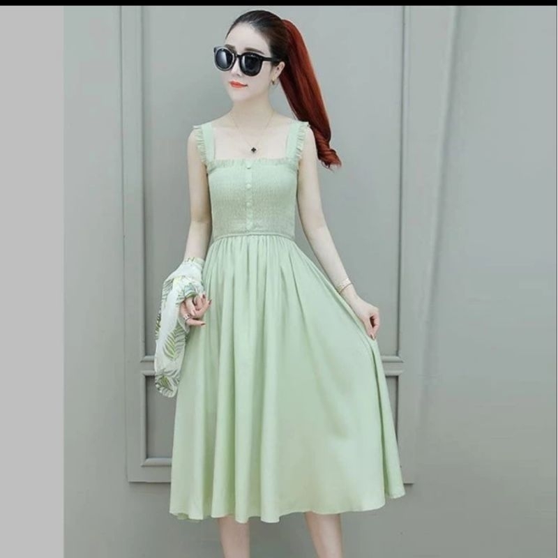 Dress Terusan Wanita Import hijau Dress wanita camisole