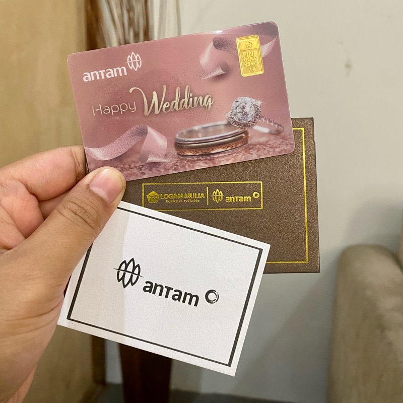Antam 1 gram seri gift Happy Wedding plus amplop exclusive FREE BOX ANTAM EXCLUSIVE