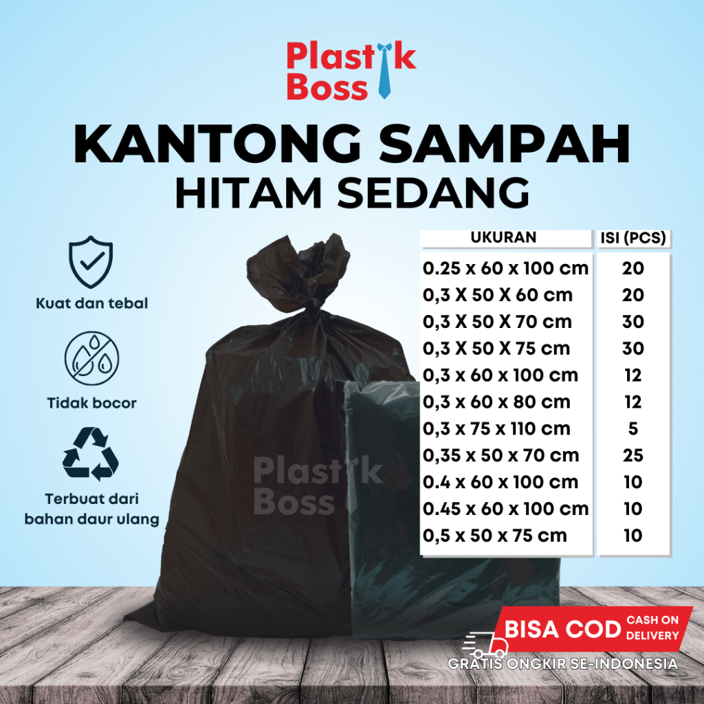 Kantong Plastik Sampah  Hitam Sedang |  Trashbag | Plastik Packing Sedang | Kantong Plastik Sampah S