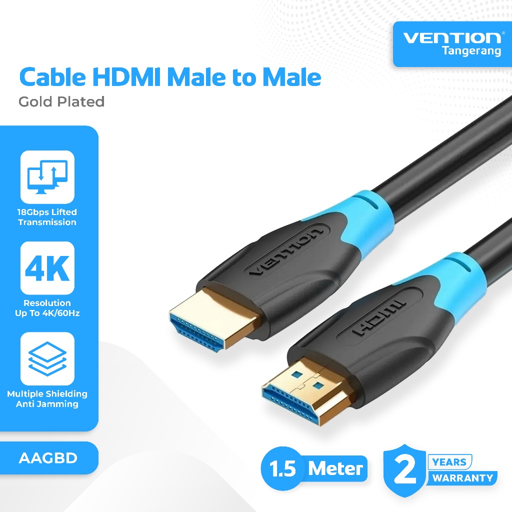 Vention Kabel HDMI 2.0 4K Ultra HD High Speed Quality 3D Support Upgraded Version HDMI Cable 1.5M 1.