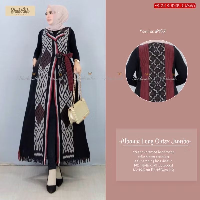 OUTER TENUN - ALBANIA LONG OUTER - CARDIGAN - TENUN BLANGKET JEPARA